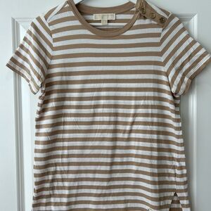 Michael Kors Tan and White Striped Top